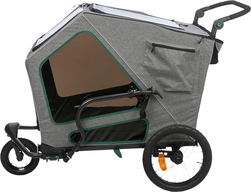 TRIXIE Fahrrad-Anhänger, L: 80 × 103 × 98/147 cm, grau/Salbei bis zu 45 kg - 12804