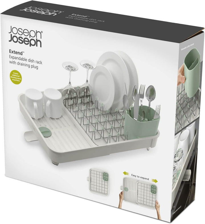 Joseph Joseph Extend Ausziehbares Abtropfgestell - Light Stone/Sage, Verstellbarer Geschirrabtropfko