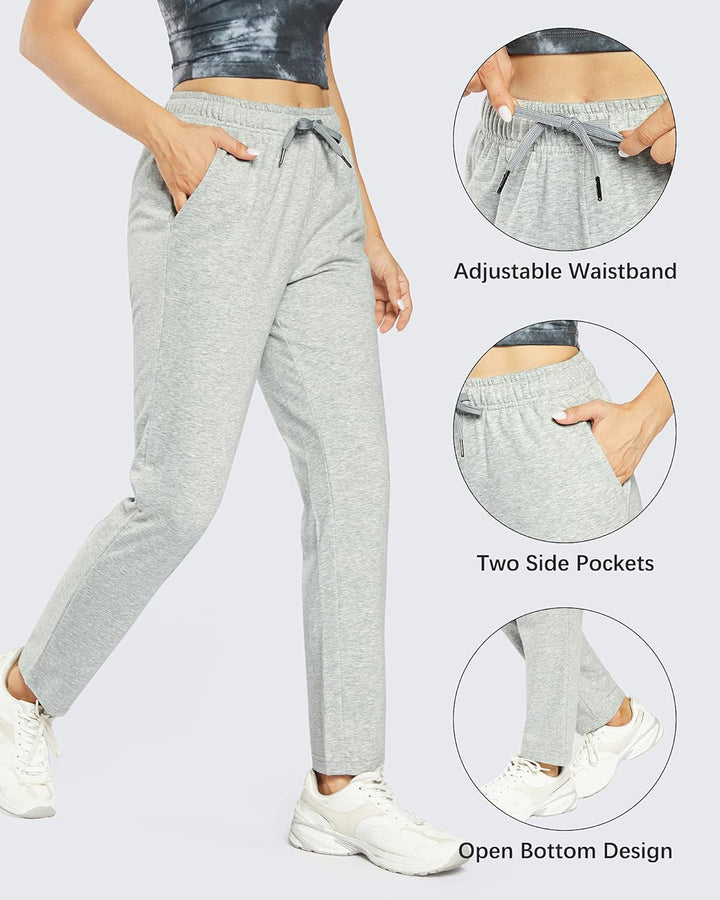 OUGES Jogginghose Damen Sporthose Lang Hose Baumwolle Freizeithose Trainingshose mit Taschen für Fra