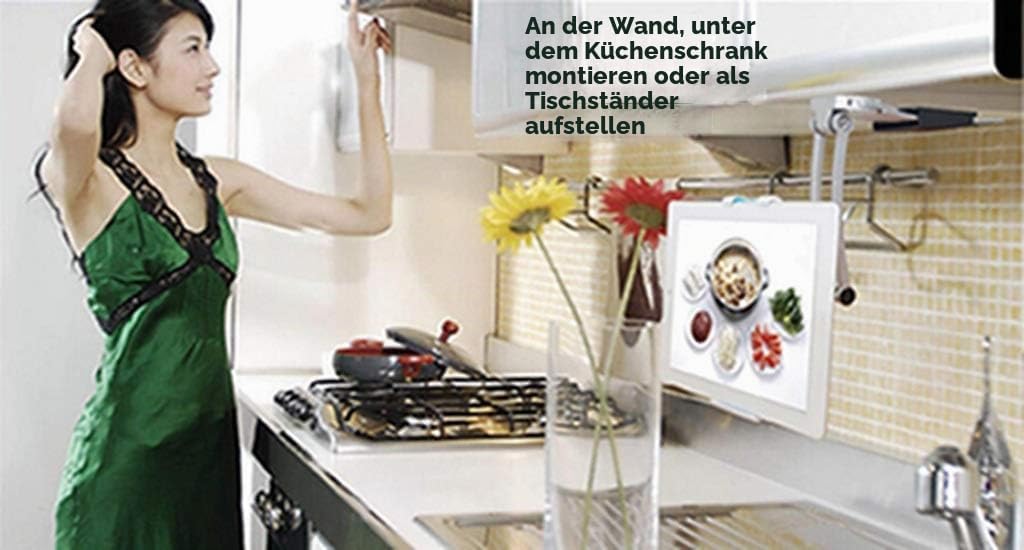 Tablet PC Handyhalter Zubehör Anti-Rutsch-Küchenständer Wandhalterung Tablet-Halter for 7-12 Zoll Ta