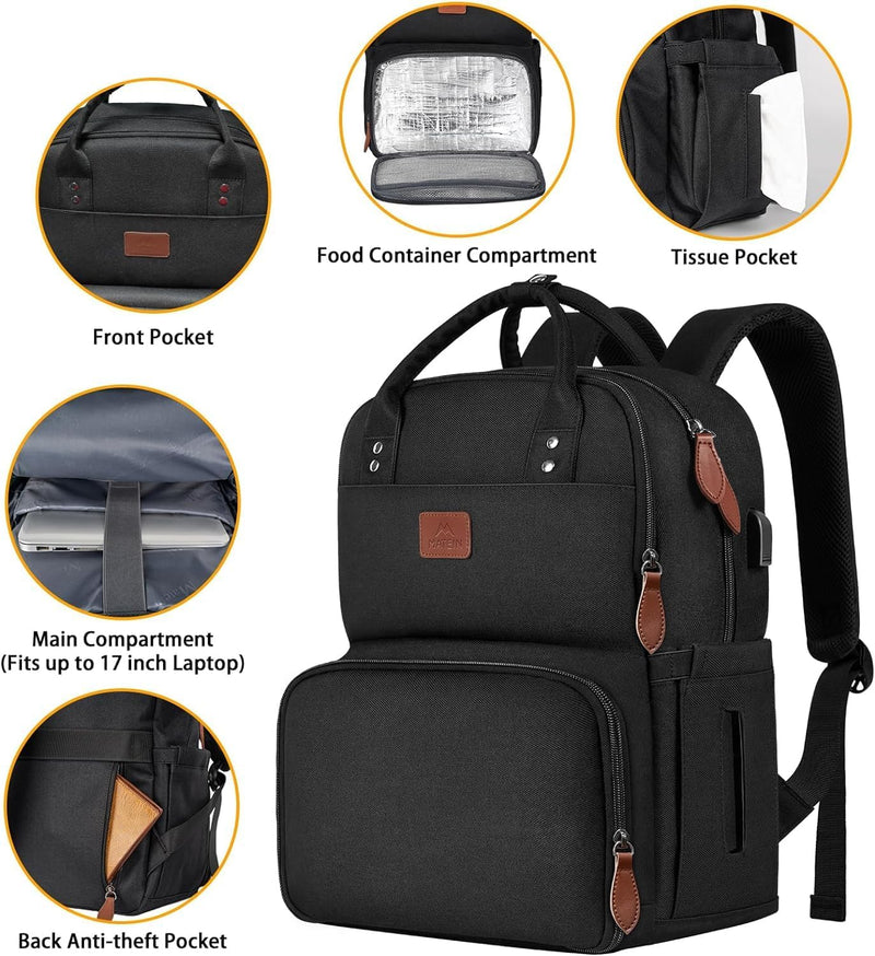 MATEIN Laptop Lunch Rucksack, Picknick Rucksack mit Isoliertem Kühlfach, 17 Zoll Eisrucksack für Män