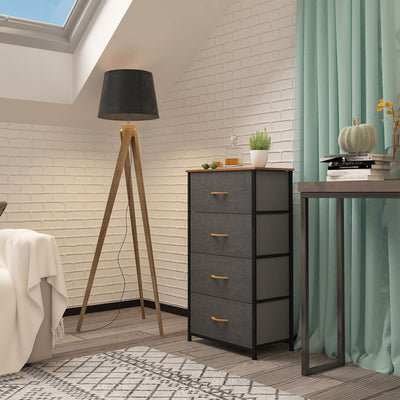 YITAHOME kommode Schmal, Schrank mit 4 Schubladen aus Stoff, Aufbewahrungskommode Industrial Stil fü