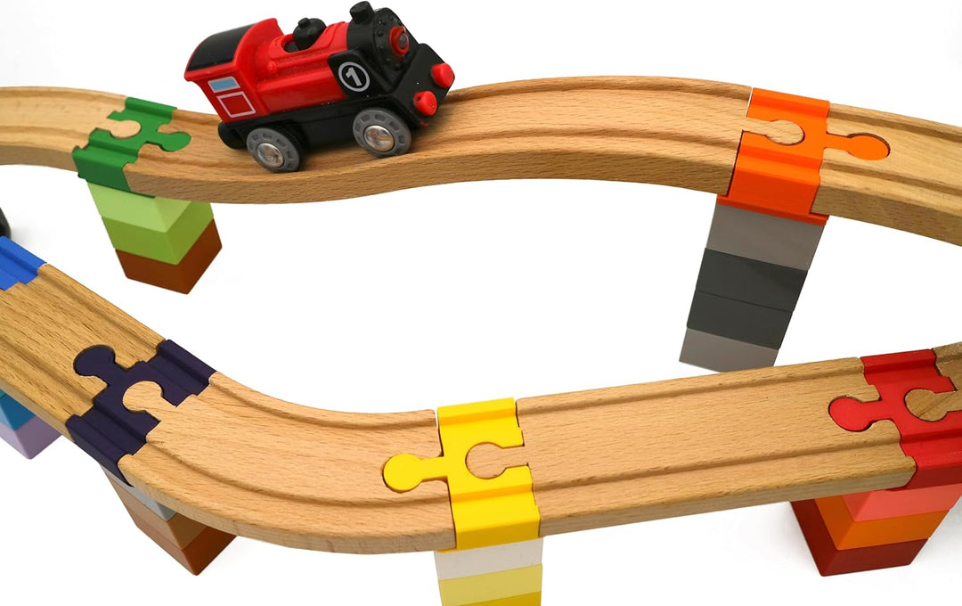 missing piece - Duplo-Adapter für Holzeisenbahnen (12 Stück) (Regenbogen), Regenbogen