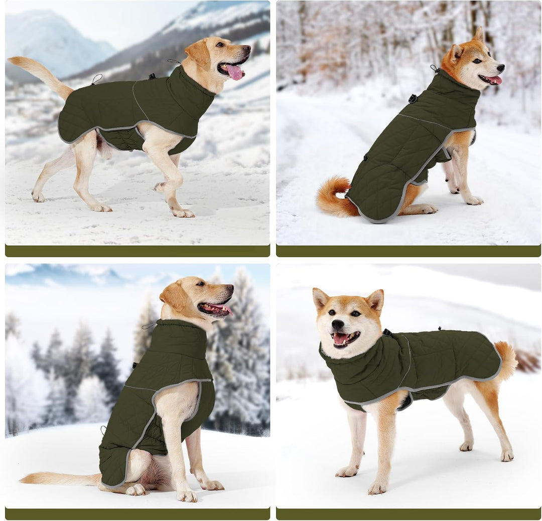 HEYWEAN Hundemantel Winter Wasserdicht Hundejacke mit D-Ring Warm Mantel Hund Fleece Hundepullover R
