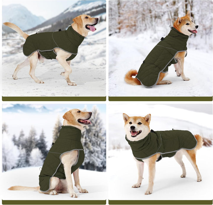 HEYWEAN Hundemantel Winter Wasserdicht Hundejacke mit D-Ring Warm Mantel Hund Fleece Hundepullover R