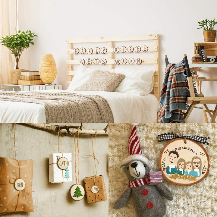 Fuyit Holzscheiben 30 Stücke Holz Log Scheiben 7-8cm Unvollendete Holzkreise Ungebohrte Holzkreise o