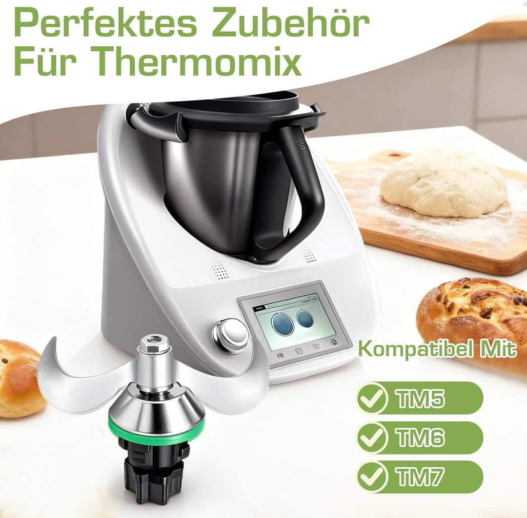 Teigmesser für Thermomix TM6, Edelstahl Teigmischmesser set für Thermomix TM5,TM6,TM7, Kein Teig-Rüc
