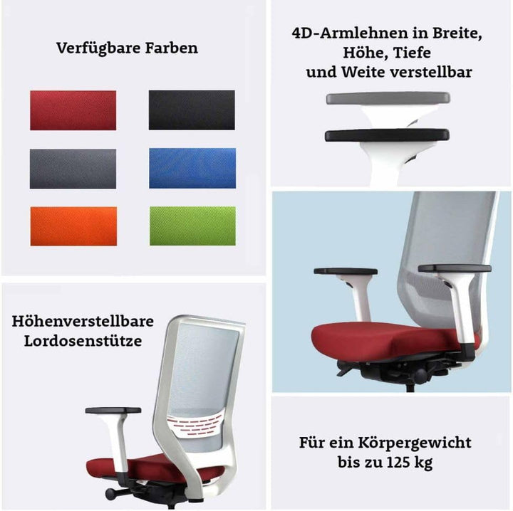 Trendoffice to-sync pro, ergonomischer Bürostuhl, mit Armlehnen, modernes Design, Homeoffice, umwelt