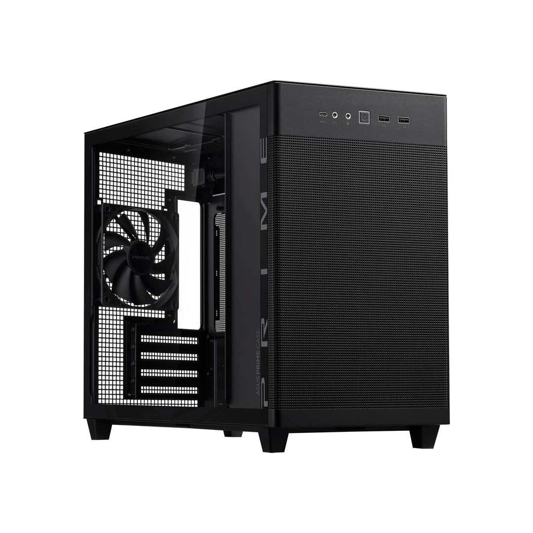 ASUS Prime AP201 MicroATX Gehäuse schwarz (33 Liter, unterstützt 280- & 360-mm-Kühler, Grafikkarten