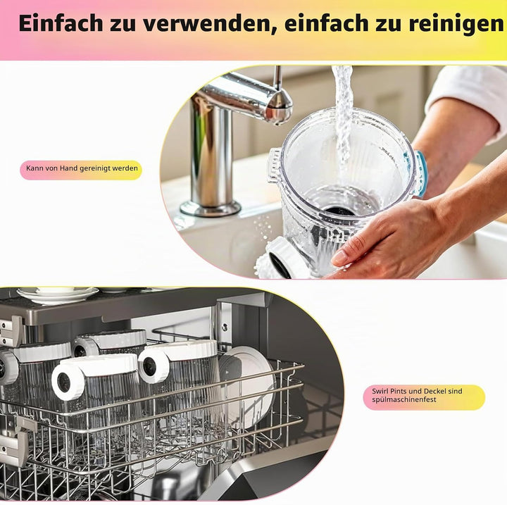 4 Stück Behälter Kompatibel mit Ninja Swirl Creami NC700 NC701EU Serie, 480ML Eiscreme Behälte mit D