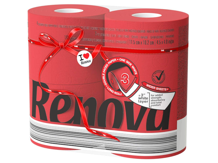 Renova Hygienisches Papier, Rot, 5 x 4 Rollen, Rot