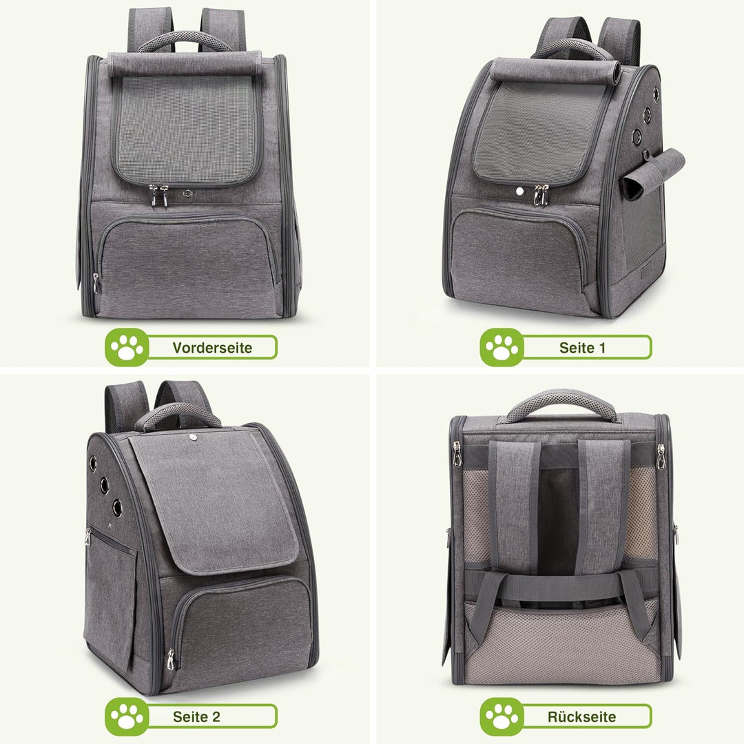 ALLSOPETS Katzenrucksack, Faltbarer Atmungsaktiver Hunderucksack mit Sonnenschutz für Klein Hunde un
