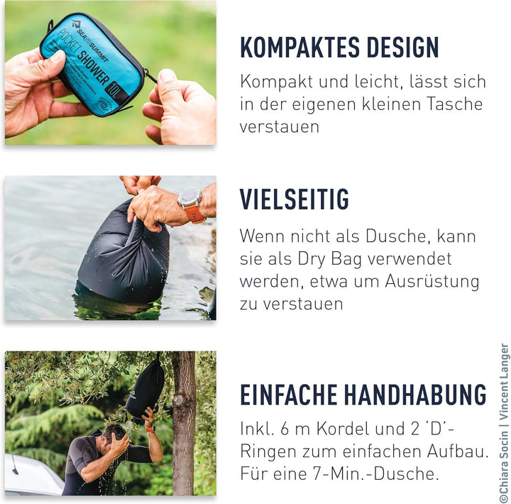 Sea to Summit - Pocket Shower 10L Camping Dusche - Praktisch & Besonders kompakt - Leichtes Nylon 70