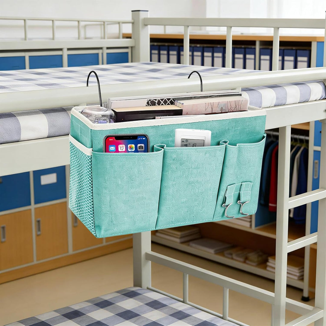 2er Set Bett Organizer zum Einhängen mit Bodenplatte – Hängeorganizer für Bett &amp; Hochbett, Hängeaufb
