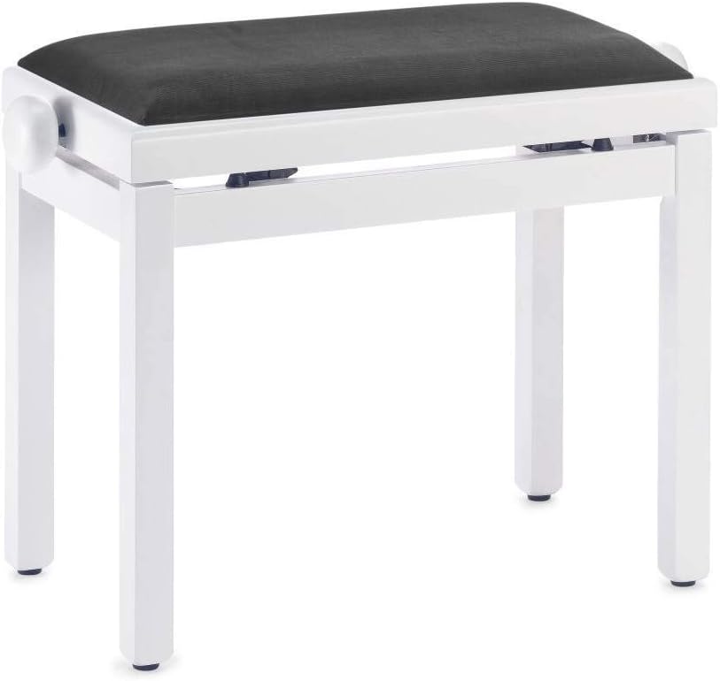 Stagg 21271 hohenverstellbare Samt-Klavierbank (49-59 cm, Sitzfläche gepolstert, 55x32 cm) weiss/mat