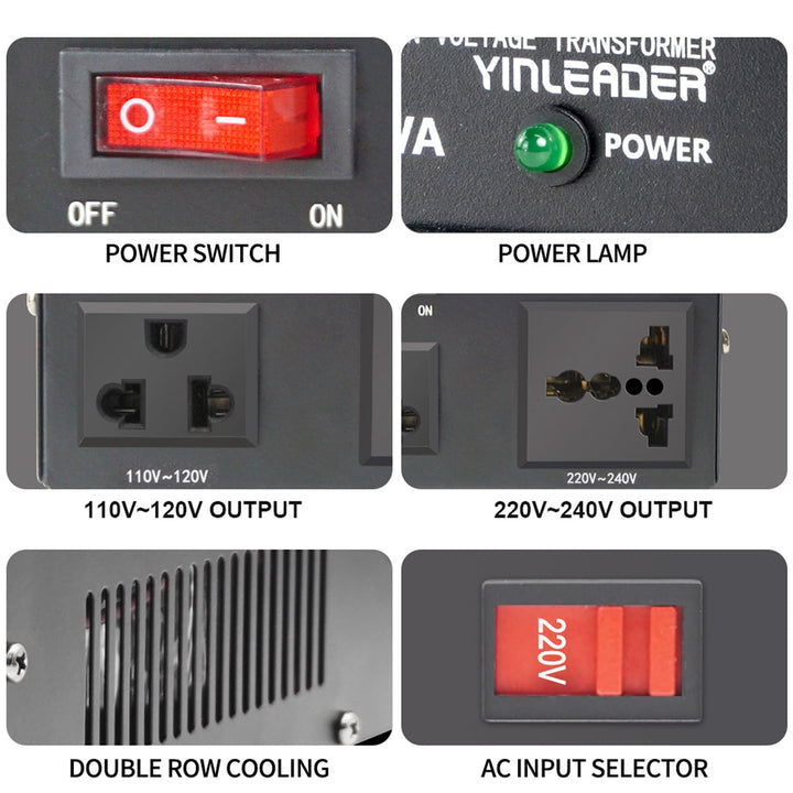 Yinleader 500VA 230V bis 110V USA Spannungswandler Ringkern-Transformator - In: 220V / Out: 110V und