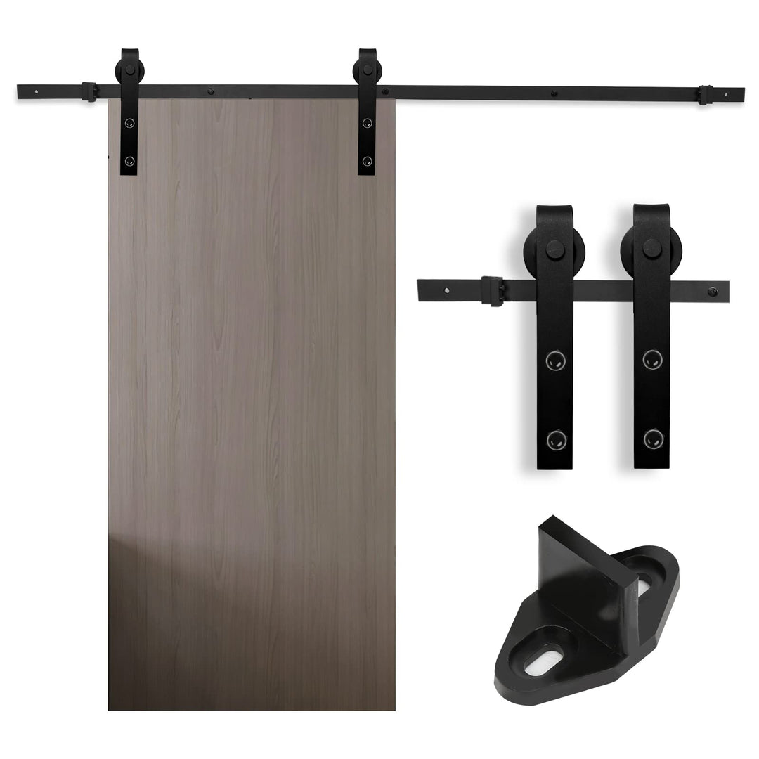 Eulenke Schiebetürbeschlag Komplettset - Schiebetürsystem für Holztüren und Falttüren - 152cm Schwar