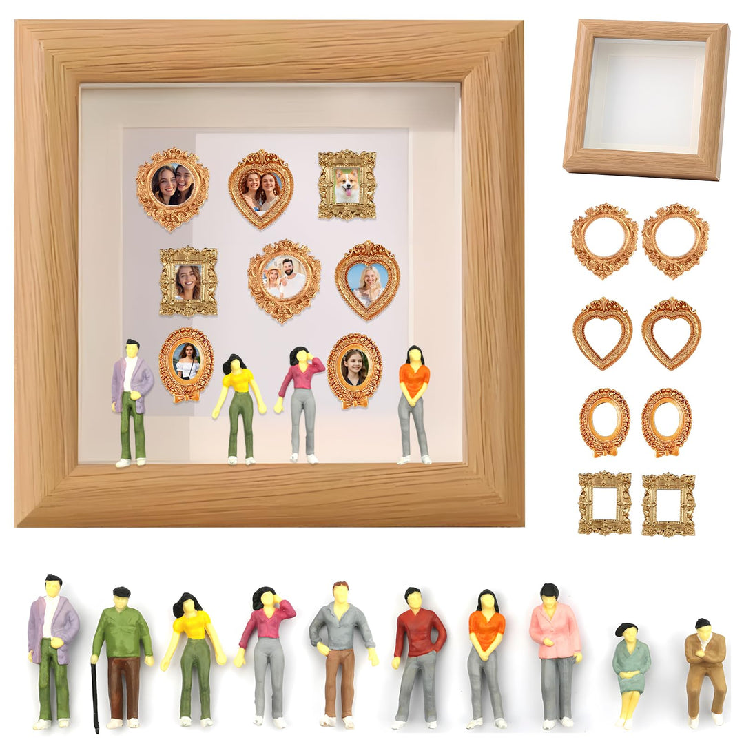 Mini Figuren Museum erinnerungs-B-Ox Mit Goldenen Mini-Rahmen Und Figuren, mini-Museum-silhouettenbo