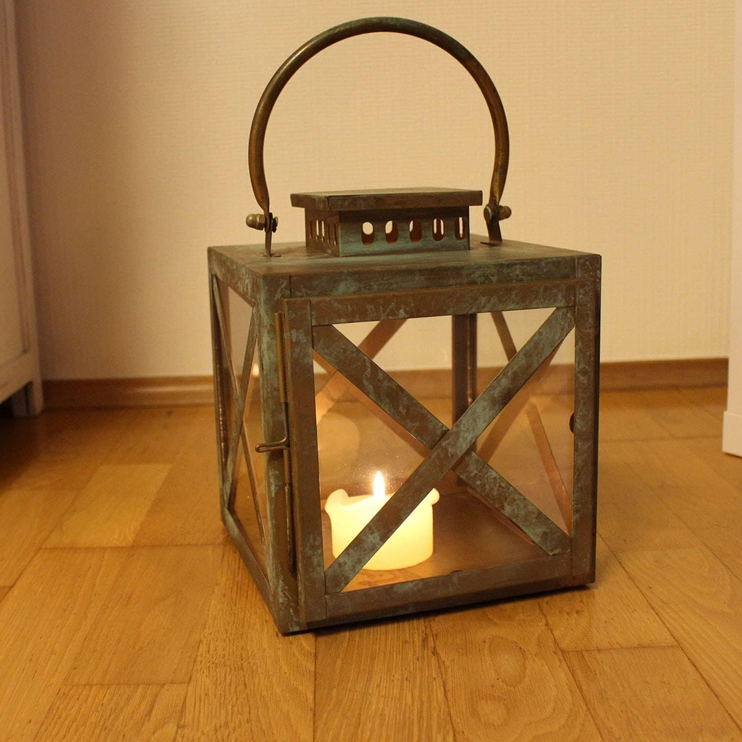 mitienda mit Liebe gemacht Deko Laterne quadratisch aus Metall - 25 cm, Metalllaterne, Dekoration, W