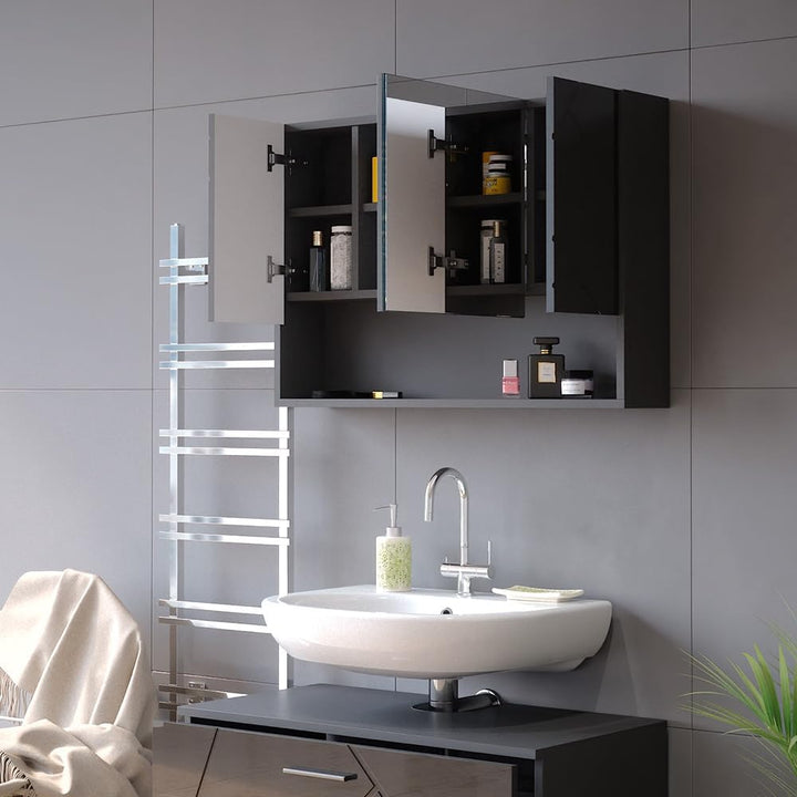 Vicco Bad Spiegelschrank Irma, Anthrazit Hochglanz, 80 x 55 cm