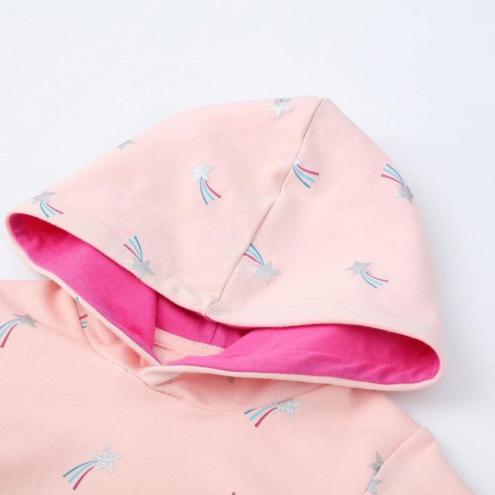 Mädchen Kleid Baumwolle Langarm Kapuzenpullover Hoodie 2-7 Jahre | Streifen Blumen Muster, Langarm,