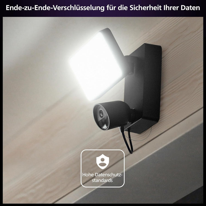 Philips Hue Secure Flood Light w/C EU, 16 Mio. Farben + Weisstöne mit Kamera 16 Mio. Farben + Weisst