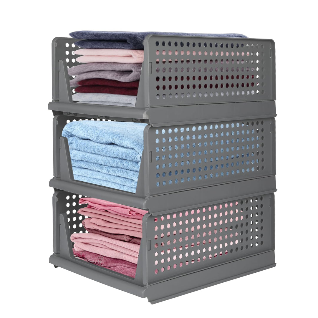 Kleiderschrank Organizer Stapelbares Ordnungssystem, Schrank Organizer mit Schublade, Kunststoff Auf