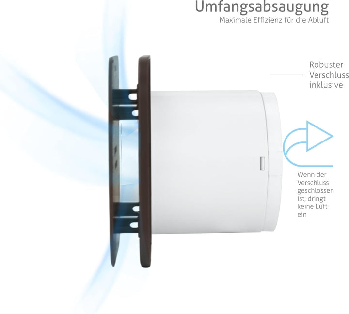 Turbionaire TREND 100 SDBC Abluftventilator, für Badezimmer, Küche, Wand/Decke, Frontplatte Dark Bro