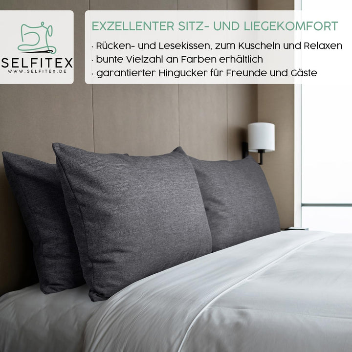 Selfitex Modisches Couchkissen XXL 60x80 cm, Sofakissen mit Füllung und Bezug, kuschelweiches Leseki