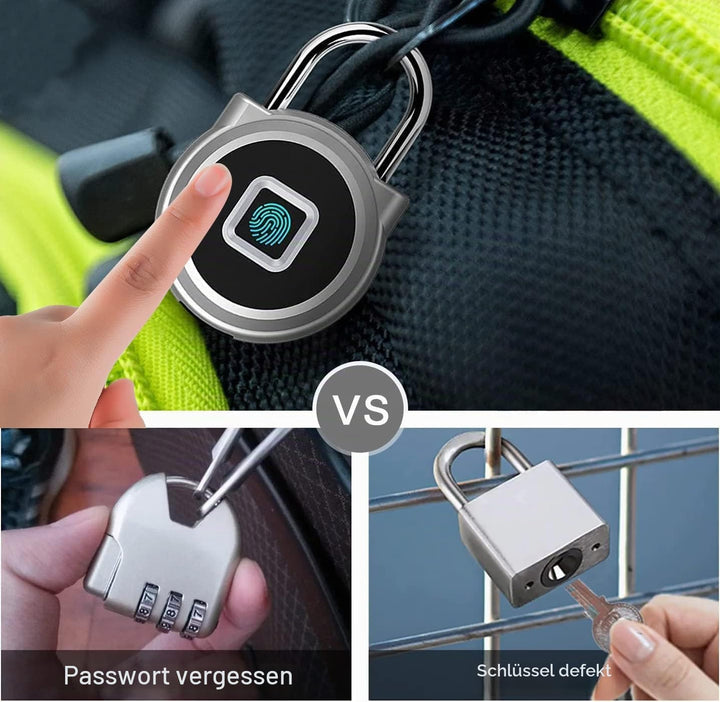 Vorhängeschloss für Spind mit Fingerabdruck Mobiler App Wetterfest Vorhängeschloss mit Zahlencode fü