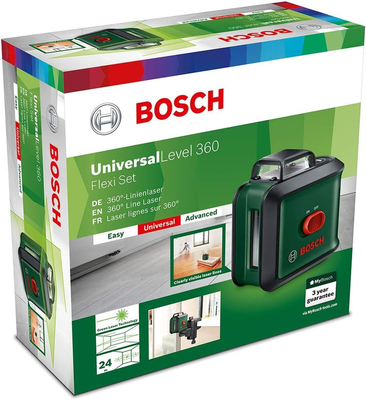 Bosch Kreuzlinienlaser UniversalLevel 360 mit Universalklemme MM 3 (vertikale + horizintale Laserlin