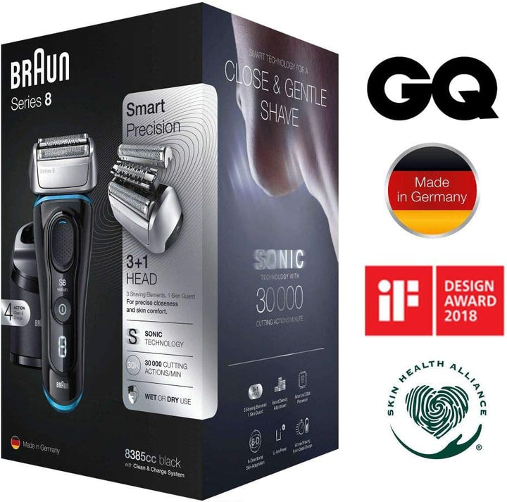Braun Series 8 Rasierer Herren mit 3+1 Scherkopf, Elektrorasierer & Trimmer für Präzision, Reinigung