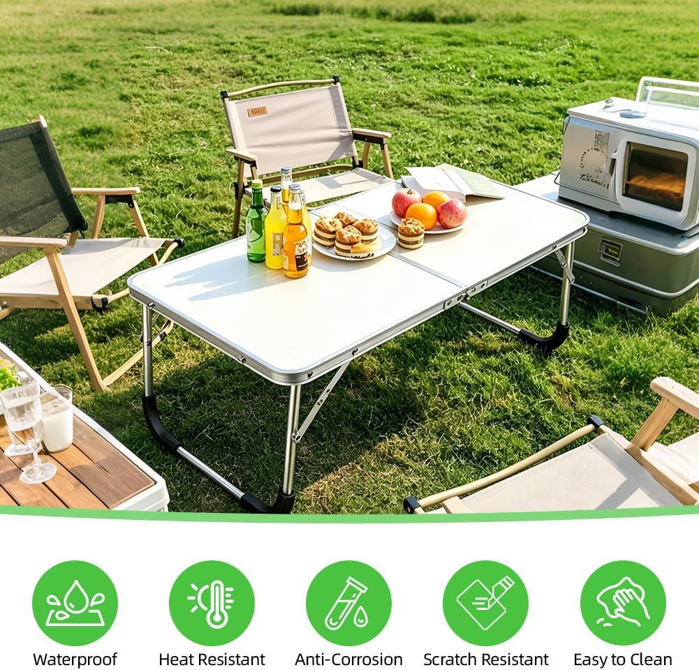 Aomig Campingtisch Klappbar, Kleiner Klapptisch, Tapeziertisch Tragbar Multifunktionstisch, Frühstüc
