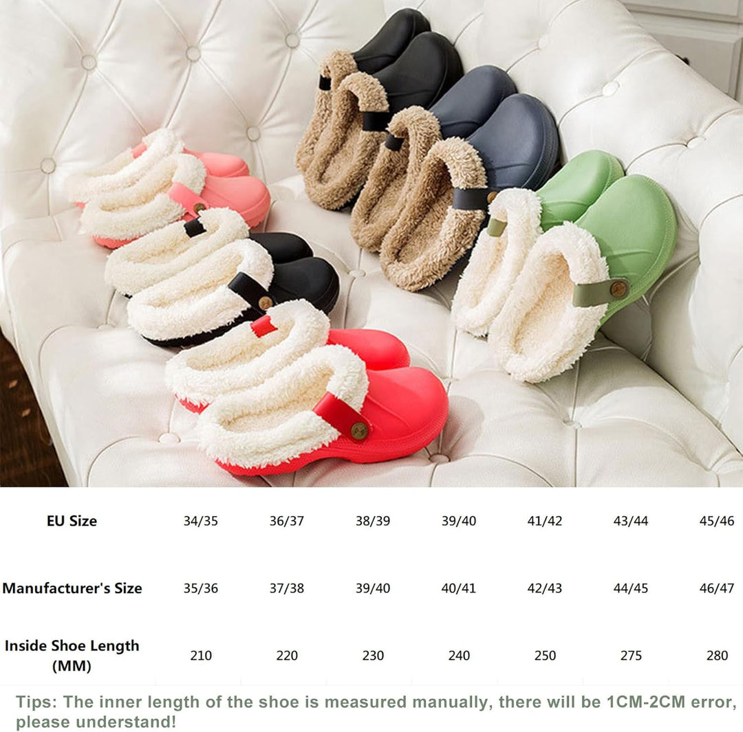 Kinengxi Clogs Hausschuhe Gefüttert Damen Herren Warm Winter Gartenschuhe Wasserdicht Wärme Gartencl