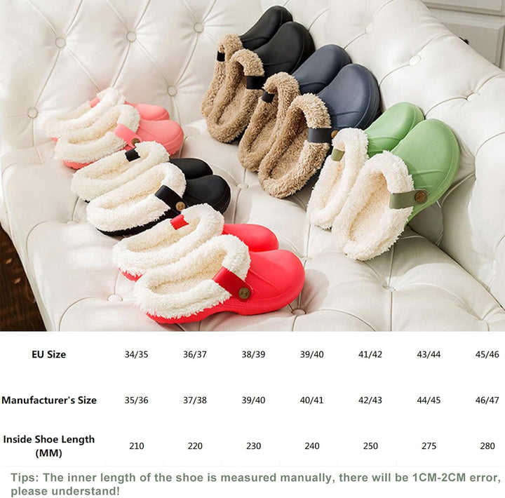 Kinengxi Clogs Hausschuhe Gefüttert Damen Herren Warm Winter Gartenschuhe Wasserdicht Wärme Gartencl