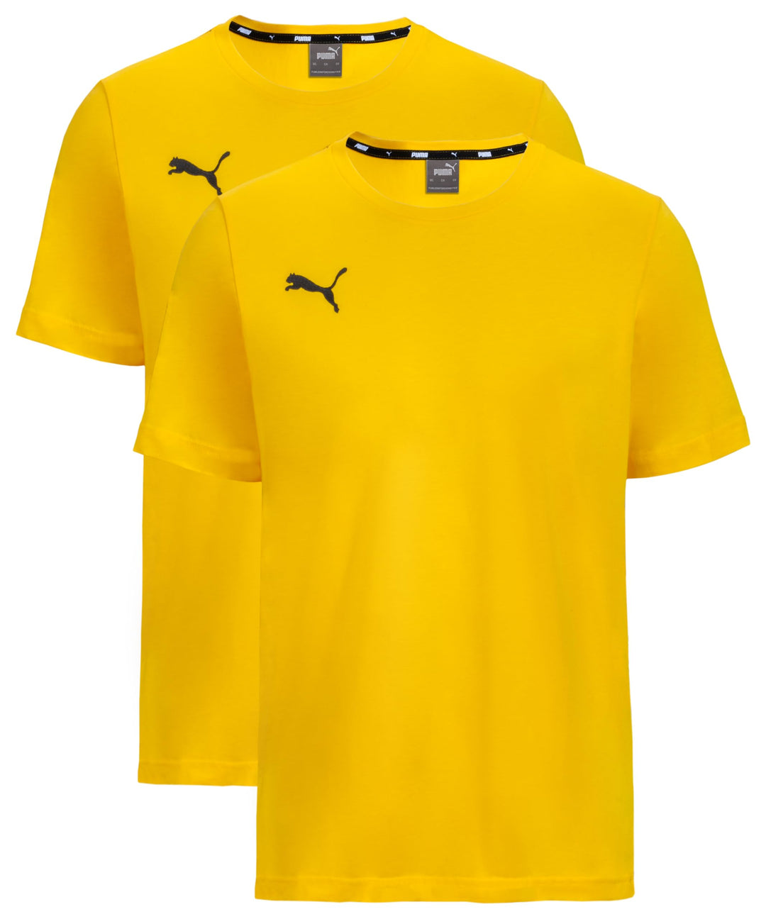 PUMA Unisex ESS+ Tape Tee t-Shirt L Yellow - 2er Pack, L Yellow - 2er Pack