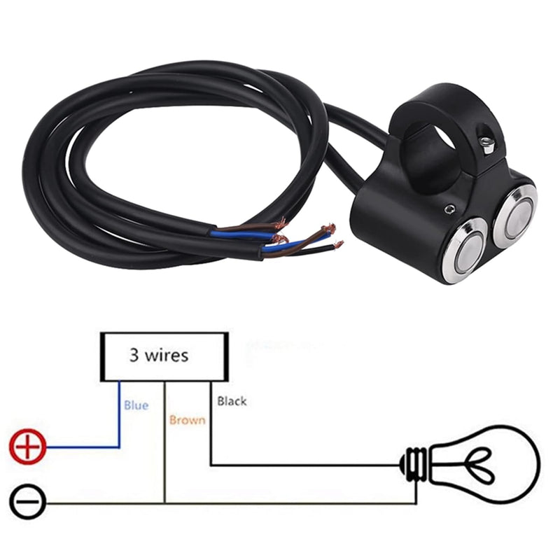 Motorrad Licht Schalter, Fydun 7/8 Zoll 22mm 2 Steuerknopf Wasserdichte Motorrad Schalter für Led Ko