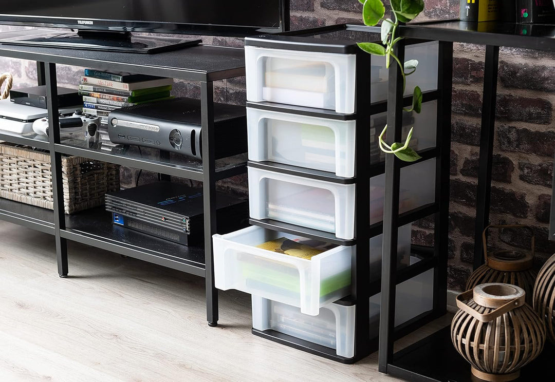 Iris Ohyama, Schubladenschrank, Schubladencontainer, 5 Schubladen mit 7 L, Format A4, durchsichtige
