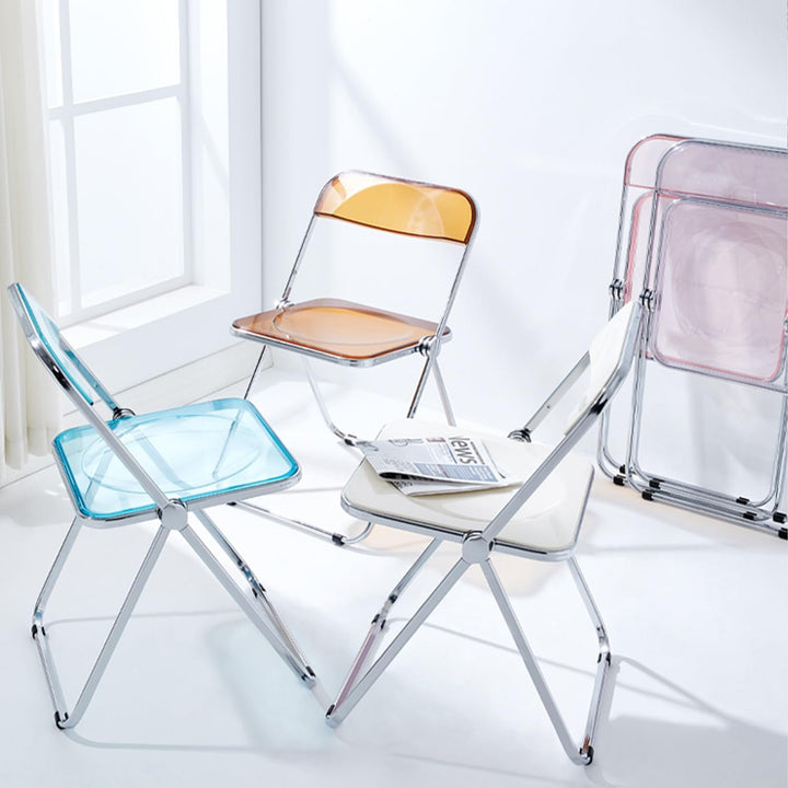 KAIHAOWIN Klappstuhl，Transparent Stuhl，Klappsessel für Esszimmer,Wohnzimmer，48 x 48 x 76 cm，Gelbbrau