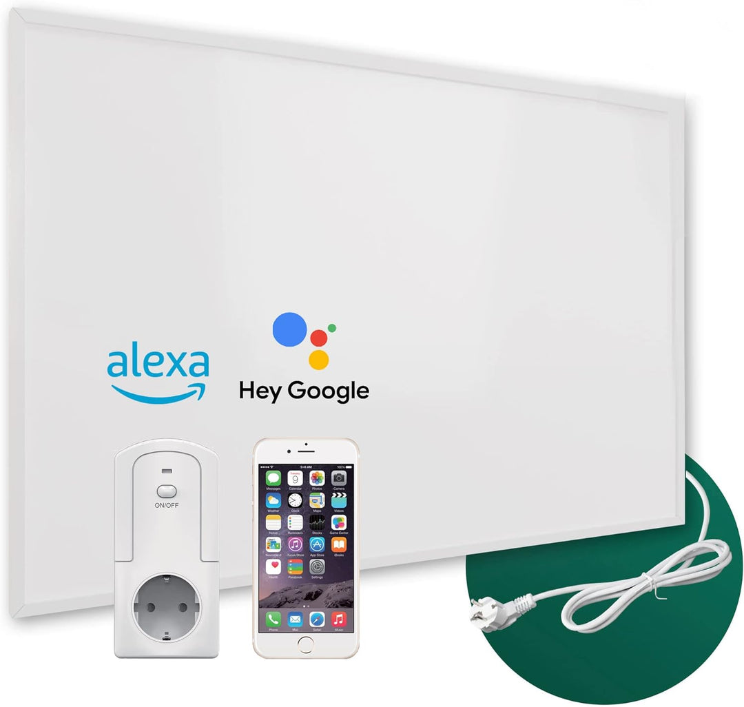 Ecowelle Infrarotheizung Classic Weiss 600 Watt + 10 Jahre Garantie + Made in Germany + Doppelter Üb