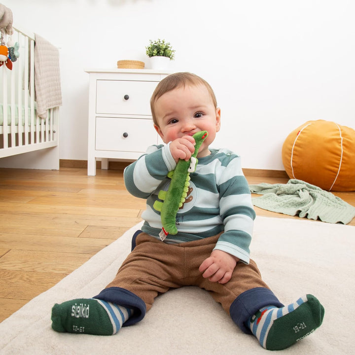 SIGIKID 41178 Rassel Krokodil Red Stars Mädchen und Jungen Babyspielzeug empfohlen ab Geburt grün &