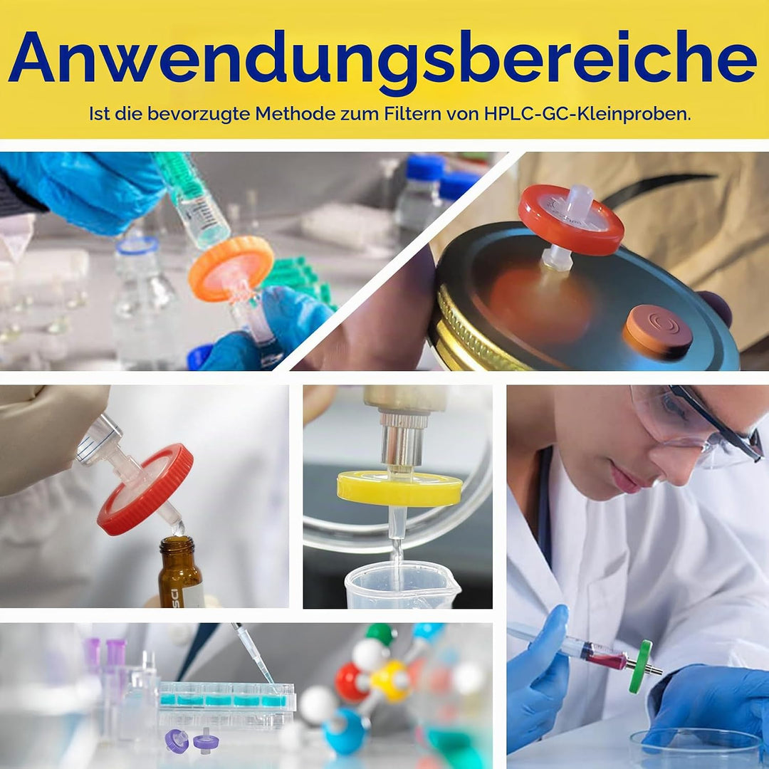 100 Stücke PES Spritzenfilter 0,45 um Porengrösse, 25 mm Membran Durchmesser, Labor-spritzenfilter,