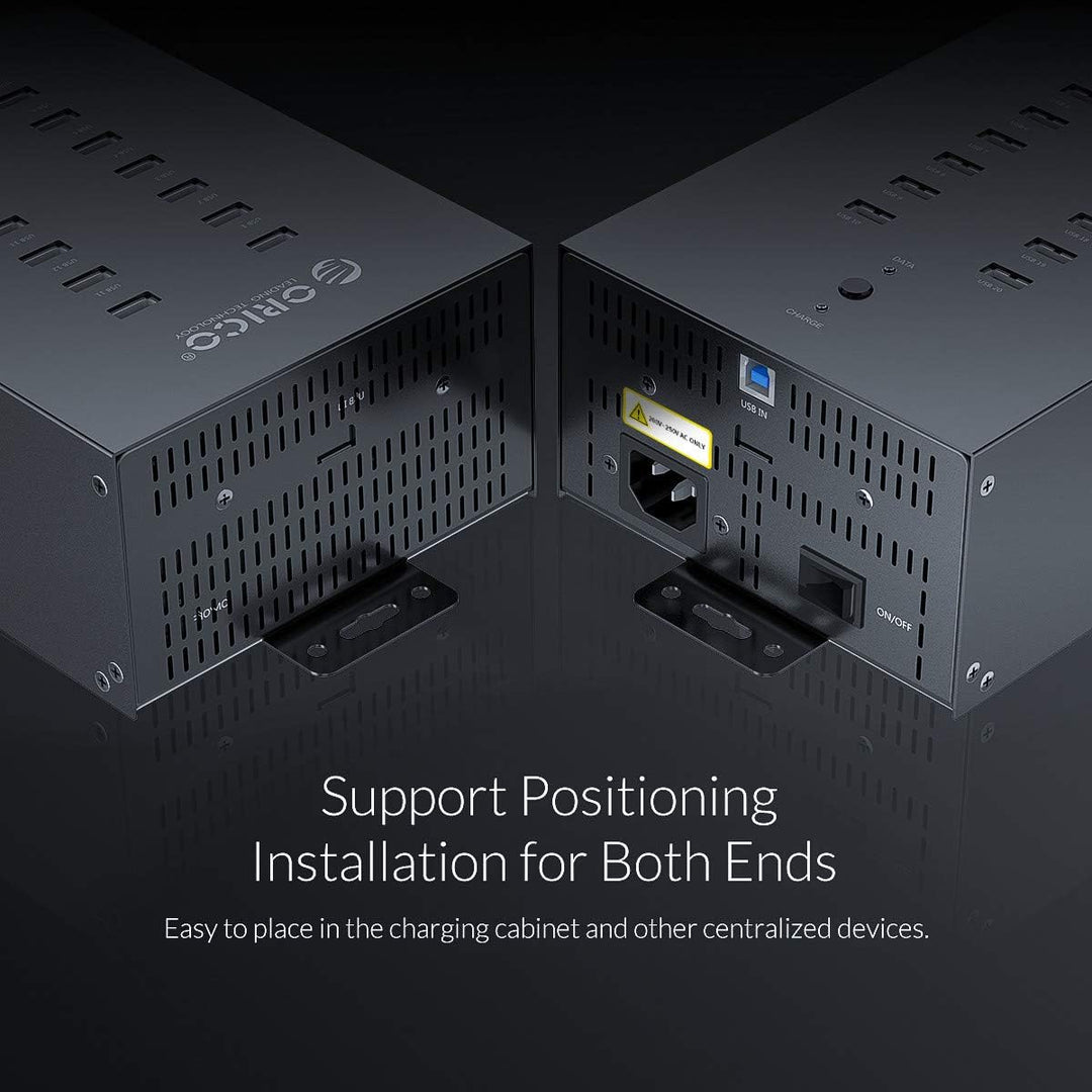 ORICO Industrial USB Hub, 30 Ports Anbringbarer, Industrietauglicher USB 2.0 Hub mit 300 W Leistung,