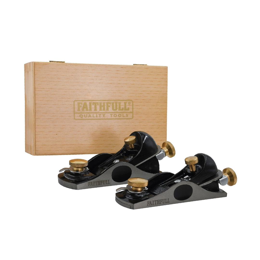 Faithfull - 9.1/2 & 60,1/2 Einhandhobel in Holzkiste - FAIPLANEBPS