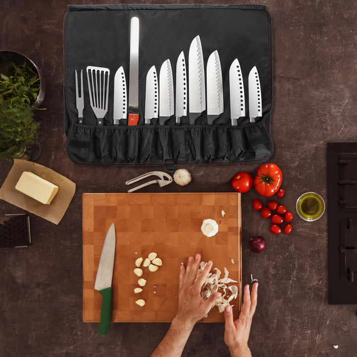 Tosnail Chef Messer Roll Tasche, Heavy Duty Messer Tasche mit 21 Slots & 1 grosse Reissverschlusstas