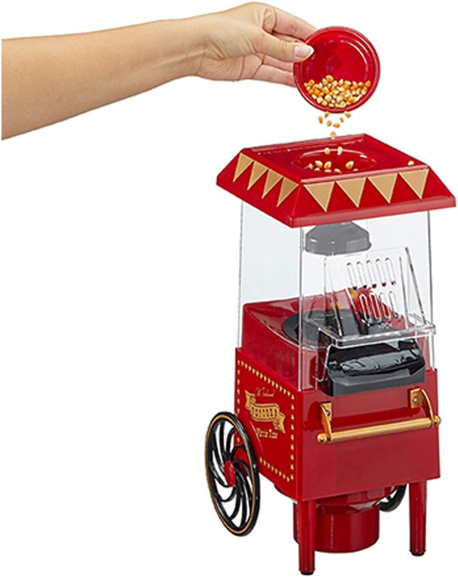 Retro Popcorn Maschine mit Heissluft fettreduziertes Popcorn Ölfrei Fettfrei Popcorn Automat
