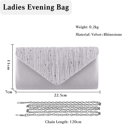 CORIOS Damen Abendtasche Glitter Strass Clutch Tasche Envelope Henkeltasche Glänzend Umhängetasche G