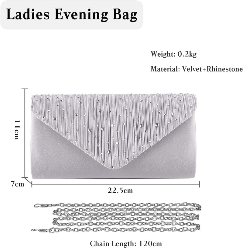 CORIOS Damen Abendtasche Glitter Strass Clutch Tasche Envelope Henkeltasche Glänzend Umhängetasche G