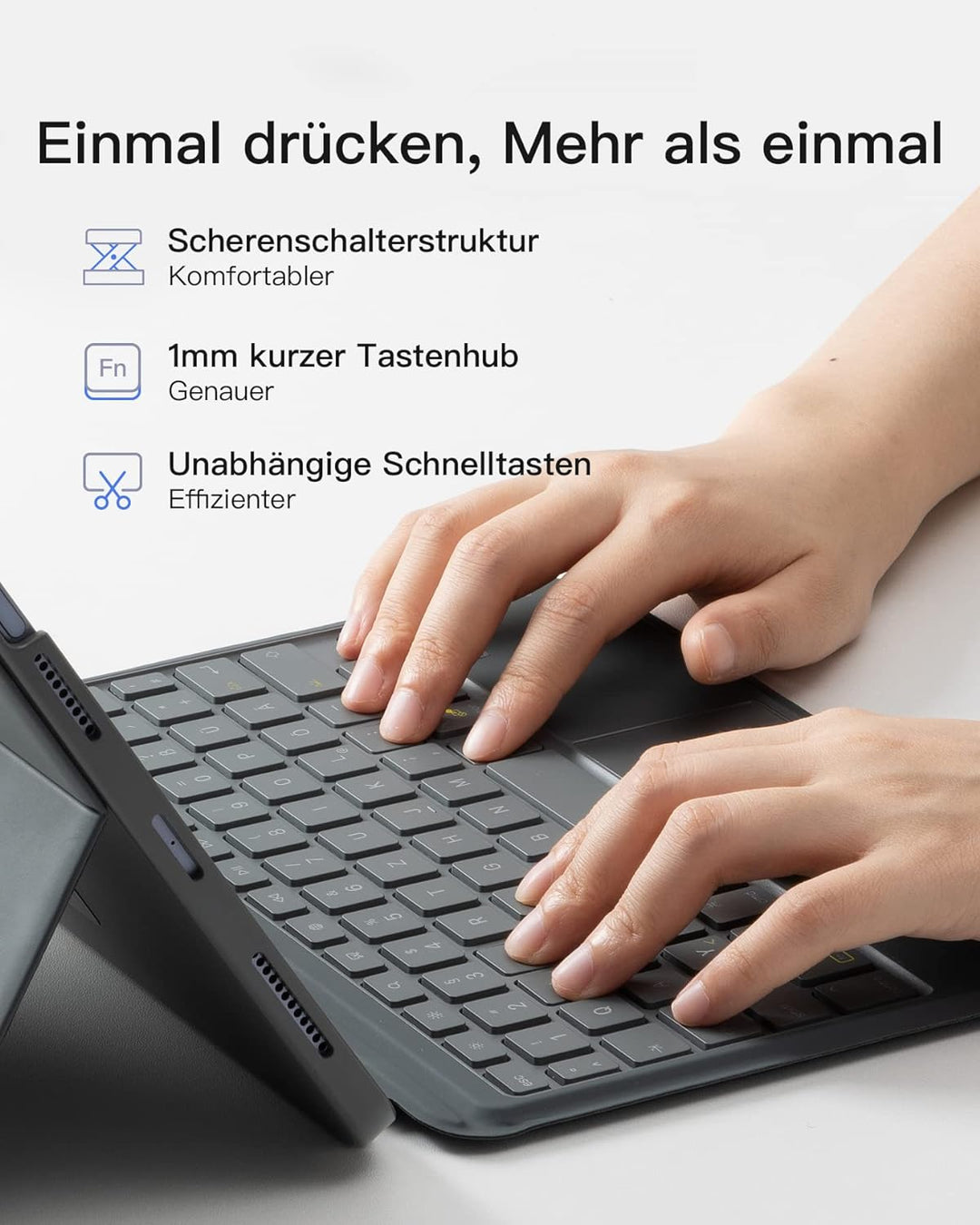 Inateck Tastatur Hülle Kompatibel mit iPad Air 5/4,iPad Pro 11 Zoll 4/3/2/1,Hoch-/Querformat Ständer