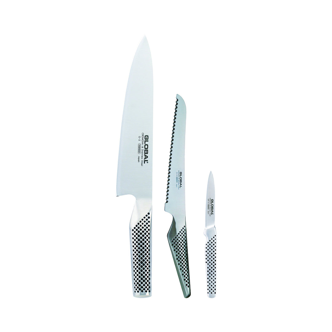 Global Messerset G-26115R: Kochmesser + Sandwichmesser + kleines Schälmesser